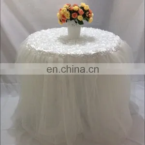 Fancy Wedding Banquet Organza Ruffled Table Skirt thumbnail-5