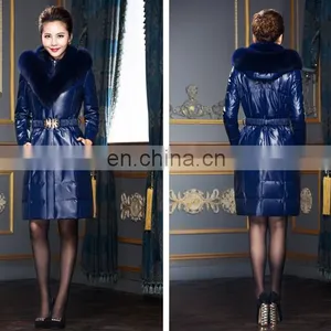 Hot Selling Winter Short Real Leather Down Coat With Fur Collar thumbnail-6