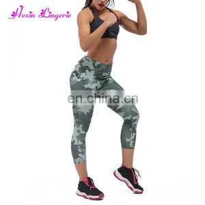 No Moq Wholesale Capri Tight High Waist Camouflage Printed Yoga Pants thumbnail-2