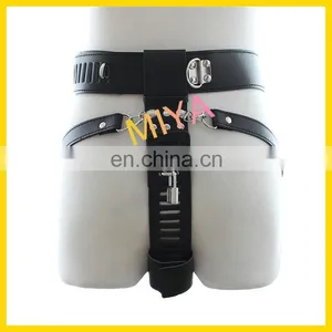Faux Leather Chastity Belt With Vibrating Dildo & Butt Plug, Vibrating Panties thumbnail-3