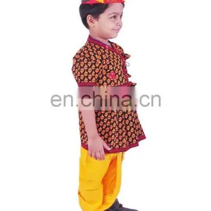 Rajasthani Dress Boy's Dhoti Kurta & Turban, Indian Traditional, Ethnic, Handmade, Yellow Angrakha Set, Kedia Dress Cotton thumbnail-4