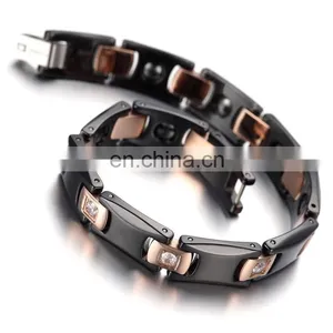 Ceramics Magnetic Energy Therapy Men's Link Wrist Bracelet Bio Tungsten Magnetic Bracelet thumbnail-2