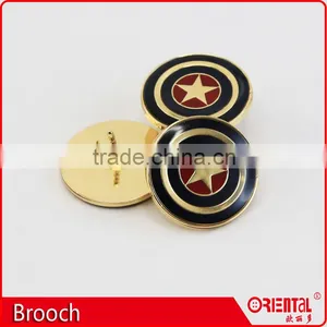 Fashion Round Star Enamel Metal Badge Brooch Pin for Men thumbnail-1