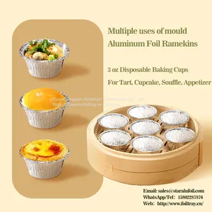 50ml Small Tin Foil Egg Tart Holder Oven Baking Tool thumbnail-1