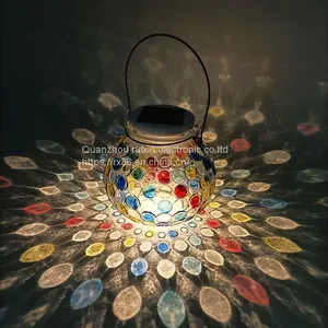High Quality Outdoor Waterproof LED Round Color Jar Solar Wall Light for Gardens, Courtyards, Corridors, Parks thumbnail-2