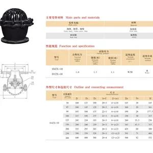 BS Flange Gray Iron Cast Iron Suction Valve Thickened H42X-10/16 Lifting Pump Water Flower Basket Head Foot Valve thumbnail-1