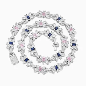 Shining Star Jewelry Various Shape Cuts Diamond Luxury Colored Butterfly Necklace thumbnail-4