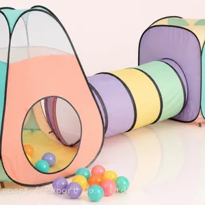 3pc Pop Up Children Play Tent : 1 Crawl Tunnel + 2 Tents : Kids Tents for Boys, Girls, Large Children Playhouse Ball Pit + Storage Case… thumbnail-1
