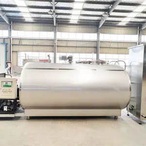 3000L Bulk Milk Chiller Horizontal Milk Cooling Tank SUS304 Stainless Steel Milk Refrigeration Storage Tank for Dairy Farm thumbnail-1