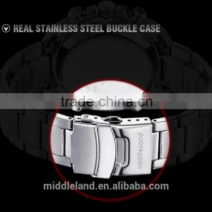 Stainless Steel Band Men's Quartz Watches Business Casual Men's Big Crown Men's Wristwatches MIDDLELAND 8018 thumbnail-6