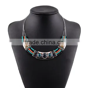 Ethnic Multi-layered Silver Chain Chunky Choker Statement Bib Jewellery Necklace thumbnail-2
