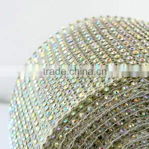 18 Rows Hot- Sale AB Rhinestone Elastic Ribbon Trims Net Banding, Elastic Plastic Mesh Sheets Wholesale thumbnail-3