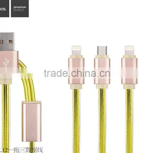HOCO UPL12 3 IN 1 Cable Metal TPE 3 IN 1 Cable For Iphone/Micro Phone/Type c Device thumbnail-1
