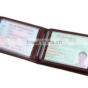 Men's Card Case Genuine Leather Brown Driver License Holder thumbnail-4