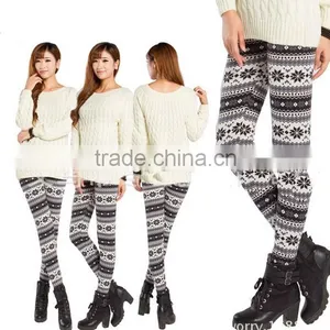 Christmas Leggings, Fleece Inside Leggings ,Chocolate Reindeer Leggings at Stock thumbnail-3