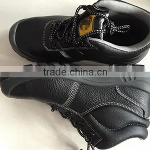 2015 Best Selling Low Price Embossed Leather Safety Shoe, Industrual Work Safety Shoe, Middle Cut, Black, HW-2002 thumbnail-1