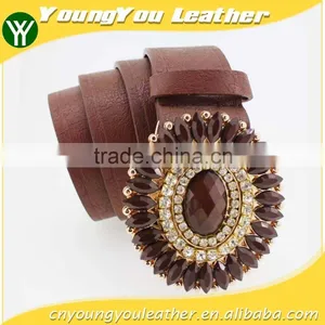 Vintage Style Women's Fashion PU Brand Belt With Shiny Rhinestone Square Shape Buckle thumbnail-1
