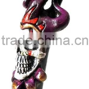 Figurine Shaped Hand Crafted Smoking Pipes - Jester Skull on Fire thumbnail-6