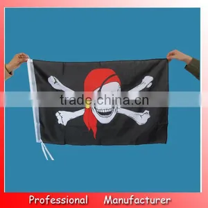 170T Polyester Flag, 90*150cm Funny Flag,Pirate Flag With Red Bandana thumbnail-1