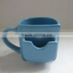 Pure Color Stoneware Coffee Mug With Biscuit Holder thumbnail-1