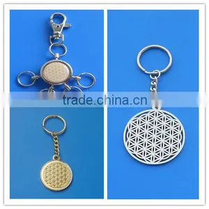 Zinc Alloy Silver and Gold Keychain Flower of Life Ring thumbnail-3