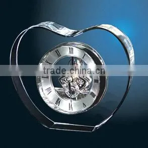 Factory Price Heart Shape Crystal Acrylic Mechanicle Clock for Promotion Table Decoration Gift thumbnail-1