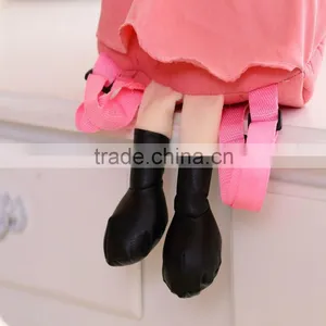 55cm Beautiful Customized Beige Stuffed Plush Phil Doll Backpack With Brown Windbreak&pink Hood thumbnail-3
