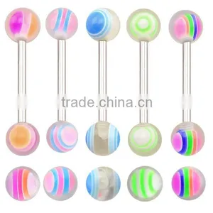 TR01043 Resin Tongue Barbell , Tongue Body Piercing , Plastic Tongue Ring Jewelry thumbnail-1