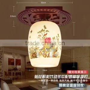 Chinese-made Flower Shade Modern Ceramic Energy Saving Ceiling Lamp Porcelain Wooden Light thumbnail-1