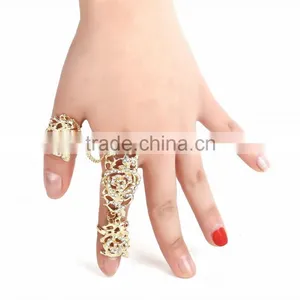 Adjustable Two Finger Ring Cuff Fine Zirconia Fashion Jewelry Womens Gift thumbnail-4