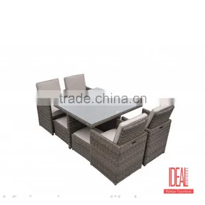 Outdoor Swimming Pool Party Square Table and Rattan Arm Chair Wicker Garden Furniture thumbnail-2
