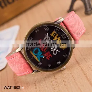 New Handmade Dial Denim Canvas Strap Wrist Watch thumbnail-5