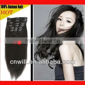Pretty 24 Inch Clip In Human Hair Extensions Brazilian Hair Silky Straight Hair thumbnail-3