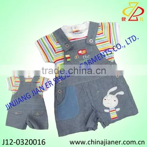 2014 New Style Handsome Boys Toddlers 2pc Suit Tshirt & Overalls thumbnail-1