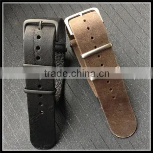 Flat Nato 1 Piece Leather Watch Strap 22mm thumbnail-3