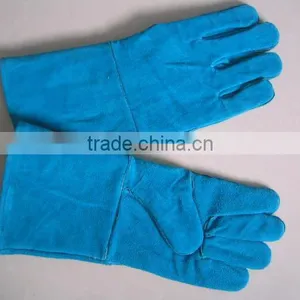 Green Leather Welding Glove. thumbnail-1