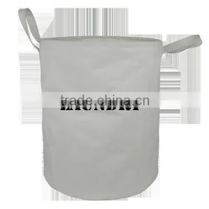 Cheap Round Fold Up Laundry Basket, Waterproof Sturdy Nylon Woven Laundry Basket , thumbnail-4