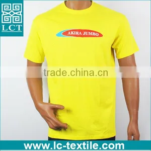 Custom Print Short Sleeve 100% Plain Cotton Yellow Brand T-shirt thumbnail-1