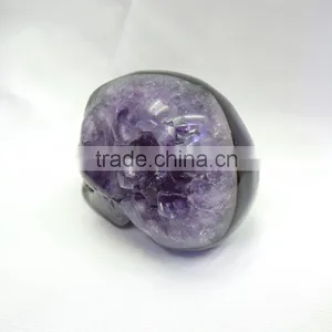 Hand Carved Natural Crystal Geode Crystal Skull For Sale or Gift to Lovers thumbnail-3