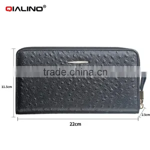QIALINO Wholesale Zip Wallet Luxury Ostrich Leather Signature Wallets Handbag thumbnail-5