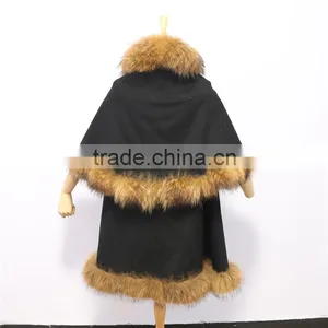 New Fashion Cashmere Raccoon Fur Cape Wholesale Superhero Cape thumbnail-3