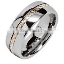 Tungsten Ring 8mm Men's Gold Plated Rope Inlay thumbnail-1
