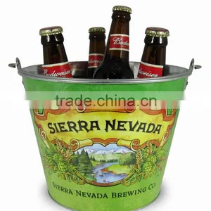 5L Galvanized Color With Decal Logo Tin Ice Bucket thumbnail-2