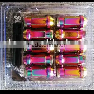 Wheel Nuts M12 x 1.25 45 mm , Steel, Rainbow Color, 20 Pcs Incl. Dual Adapter thumbnail-1