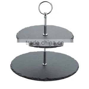 Natural Slate Plate ,2-tiers Slate Cake Stand thumbnail-1