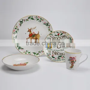 Porcelain Gold Decal Dinnerware Set,16pcs Porcelain Dinner Set With Gold Printing,gold Dinner Set thumbnail-1