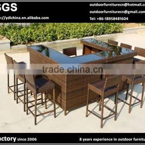 SGS HDPE Rattan Wicker Outdoor Bar Stools Wicker High Bar Tables thumbnail-1