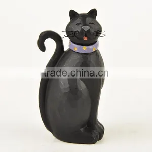 Custom Hand-painted Resin Halloween Black Cat Statue thumbnail-4