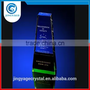 Jingyage Factory Directly Sell Unique Blue Crystal Trophy Plaque Souvenir Crystal Trophy Award Gift thumbnail-1