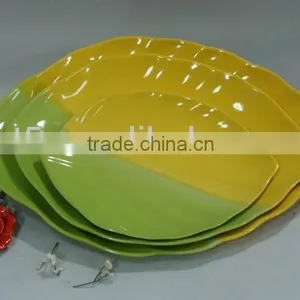 Set of 3 Ceramic Tree Leaves Dinner Plate thumbnail-1
